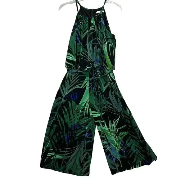 London Times Jumpsuit Romper 6 Tropical Botanical Palm Print Beach Vacation - Picture 8 of 16
